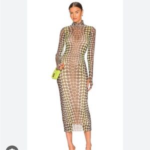 Sheer Polka Dot Long Sleeve Dress